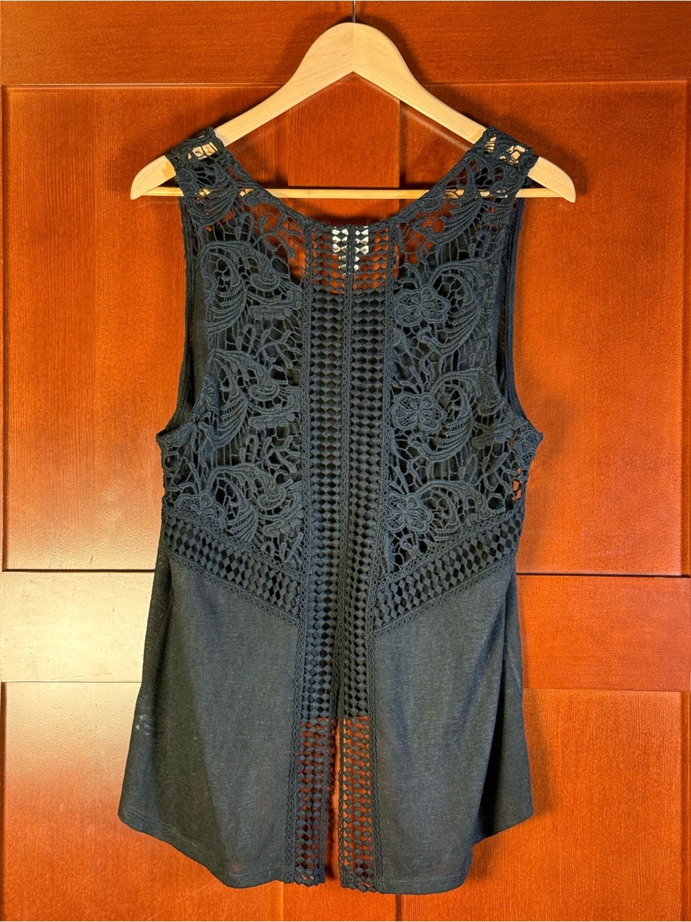 Mossimo Supply Co Black Lace Crochet Back High Low Tank Top XXL